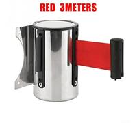 Bulevisiter Stainless Steel Retractable Queue Barrier with Mounting Hardware for Crowd Control, Wall-Mounted Stanchion Post with 2m/5m Tape, Red or Black for Business &(Red)