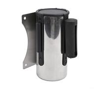 Bulevisiter Stainless Steel Retractable Queue Barrier with Mounting Hardware for Crowd Control, Wall-Mounted Stanchion Post with 2m/5m Tape, Red or Black for Business &(Black 2m)