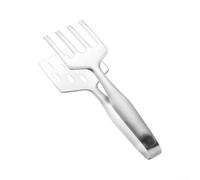 Bulevisiter Stainless Steel Serving Tongs with Spatula Design for Fish, Steak, and Grilling Food Handling, 27 x 10 cm, Secure Clamp for Buffets,(B)