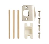 Bulevisiter Standard Door Latch Restorer Kit with Box, D-Type Strike Plate for 2-/4" x -3/4" Opening, Includes Wooden Dowels and Screws, Compatible with(silver)