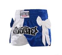 Bulevisiter Unisex Boxing Shorts for MMA and Muay Thai Training, Fitness Trunks with Breathable Fabric, Elastic Waist, Printed Design, Polyester Blend(White Bule M)