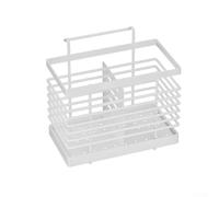 Bulevisiter Wall-Mounted Utensil Holder Drying Rack for Forks, Spoons & Chopsticks - Metal Kitchen Storage Organizer, Space-Saving Countertop or Wall Installation, 16 x(White)