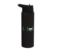 Bulgaria Flag Heart Bulgarian Pride Heartbeat EKG Pulse Stainless Steel Insulated Water Bottle