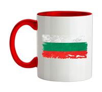 Bulgaria Grunge Style Flag - 11oz - Ceramic Two-Tone Mug for Coffee/Tea - Red/White - One Size