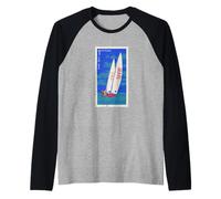 Bulgaria Sailing Post Stamp SOVI8 Vintage Propaganda Raglan Baseball Tee