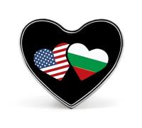 Bulgaria U.S. Flag Heart Bulgarian Americans Love Funny Lapel Pins Heart Button Brooch Badge Pin Hat Clothes Bag Jewelry for Men Women