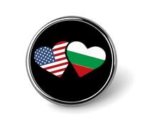 Bulgaria U.S. Flag Heart Bulgarian Americans Love Round Lapel Pin Button Brooch Tie Badge Elegant Hat Clothing Jewelry Accessories