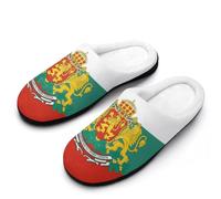 Bulgarian Badge Flag Men's House Slippers Indoor Outdoor Slip On Shoes with Rubber Sole 13-14（46-47）