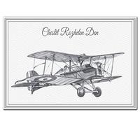 Bulgarian Birthday card - Chestit Rozhden Den - Happy Birthday card Bulgarian language - Premium Quality cards - Exclusive Unique design - Fine Art Biplane - Send to friend in Bulgaria
