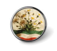 Bulgarian Daisies And Flag Round Lapel Pin Brooch Badge