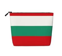 Bulgarian Flag Large Cosmetic Organizer Fake Hemp Makeup Bag, Zippered Travel Pouch Water Resistant Daily Use