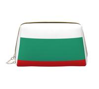 Bulgarian Flag Leather Hand-Held Zipper Makeup Bag Cute Make Up Case Large Wide-Open Pouch Pen Case