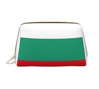 Bulgarian Flag Leather Hand-Held Zipper Makeup Bag Pen Case Stationery Box Lipstick Pouch Toiletry Bag