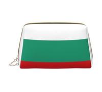 Bulgarian Flag Leather Hand-Held Zipper Makeup Bag Storage Bag Portable Lipstick Pouch Toiletry Bag