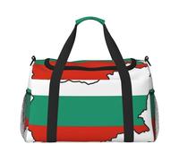 Bulgarian Flag Map print Travel Duffle Bag Gym Bag for Women,Puffer Tote Bag,Weekender Overnight Bag Organizer, Black, One Size