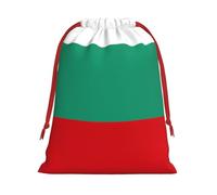 Bulgarian Flag Print Christmas Drawstring Gift Bags, Xmas Holiday Fabric Gift Wrapping Bag For Party, Size-L