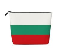 Bulgarian Flag Print Cosmetic Bag for Women,Faux Linen Makeup Bag Large Capacity,Perfect for Travel Daily Use