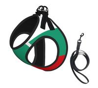 Bulgarian Flag Print Dog Harness Small Sized And Leash Set, Step In Soft Light Puppy Vest Breathable Mesh Pet Harness