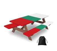Bulgarian Flag Print Picnic Table Bench Cover Outdoor Waterproof Protector For Summer Camping
