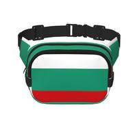 Bulgarian Flag Print Square Waist Purse Double Layer Fanny BagTrendy Travel Waist Bag for Men and Women, Black, One Size
