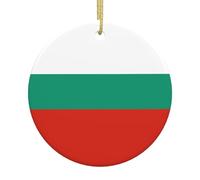 Bulgarian Flag Printed Christmas Tree Ceramic Ornaments Holiday Decoration Christmas Unique Pendant for Christmas Party