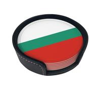 Bulgarian Flag Round leather coasters (set of 6) Delicate and soft table decorations, suitable for coffee cups, mugs, etc.