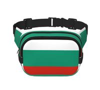 Bulgarian Flag Square Double-Layer Waist Bag with Adjustable Strap for Outdoor Activities, Black, One Size