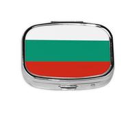 Bulgarian Flag Square Pill Box with Full Print Design - Portable Metal Travel Case for Vitamins & Medication, 2.2x1.6x0.7 Inch.