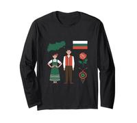 Bulgarian Folk Costume Map Flag Rose Heritage Long Sleeve T-Shirt