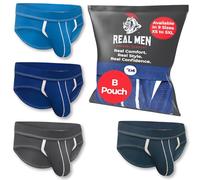 Bulge Enhancing Pouch Sport Brief Underwear for Men - 1 or 4 Pack Ice Silk Briefs with Size B or D Sized Pouch, B Pouch 4 Pack- Blue Grey Dark Blue Dark Grey, XXL