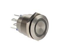 Bulgin MPI002/28/BL Anti-vandal Switch SPST 24V DC 50mA Blue Ring IP66
