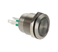 Bulgin Anti-vandal Switch SPST 24V DC 50mA Green Ring IP66