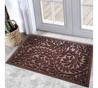 Bulijojo Front Door Mat Entrance,Durable Heavy Duty Welcome Mat,Thick Absorbent Natural Rubber Non Slip Mat,Sturdy Entryway Brown 17"x30"