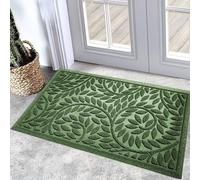 Bulijojo Front Door Mat Entrance,Durable Heavy Duty Welcome Mat,Thick Absorbent Natural Rubber Non Slip Mat,Sturdy Entryway Green, 17"x30"