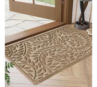 Bulijojo Front Door Mat Outdoor Entrance,Durable Heavy Duty Welcome Mat,Thick Absorbent Natural Rubber Non Slip Mat,Welcome Entryway Rug Beige 17"x30"