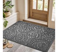 Bulijojo Front Door Mat Outdoor Entrance,Durable Heavy Duty Welcome Mat,Thick Absorbent Natural Rubber Non Slip Mat,Welcome Entryway Rug Grey 47"x32"
