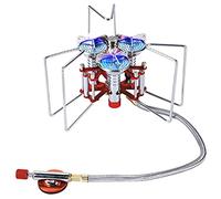 Bulin Camping Stove 5800 W, Gas Stove with 3 Ovens Even Heating, Adjustable Small Stainless Steel Windproof Non-Slip Portable Gas Burner Camping Stove for Outdoor Picnic Trekking Hiking
