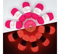 BulingBuling Milk Cotton Glow in The Dark Yarn - 5 Pack Red (150g/5.3oz | 400 Yards), Knitting & Crochet Thread for DIY Crafts, Christmas Gifts, Doll Making. (Red 2)