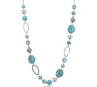 BULINLIN Beaded Long Silver Necklaces for Women, Handmade Statement Sweater Chain Necklace with Crystal Beads for Fashion Jewelry gifts(Turquoise)