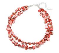 BULINLIN Boho Shell Beaded Necklaces Colorful Layered Beach Seashell Necklace Costume Jewellery Gifts for Women(Red)