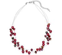 BULINLIN Crystal Layered Statement Necklace for Women, Red Teardrop Shell Choker with Chunky Silver Copper Chain, Fashion Jewelry Gift for Her