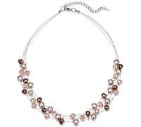 BULINLIN Crystal Layered Statement Necklace for Women, Shell Choker Necklace with Chunky Silver Metal Fashion Jewelry Gifts for Her (Champagne)