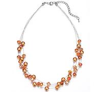 BULINLIN Crystal Layered Statement Necklace for Women, Shell Choker Necklace with Chunky Silver Metal Fashion Jewelry Gifts for Her (Orange)
