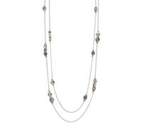 BULINLIN Layered Silver Long Necklace for Women Natural Stones Beaded Pearl Necklace Costume Silver Jewellry Mothers Day Gifts for Her(Grey)