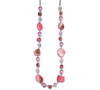 BULINLIN Long Beaded Silver Necklace for Her Crystal Bead Sweater Chain Fashion Jewelry Necklace Birthday Gifts for Women Mum(35-pink)