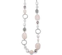 BULINLIN Long Beaded Silver Necklace for Her Crystal Bead Sweater Chain Fashion Jewelry Necklace Birthday Gifts for Women Mum(White)
