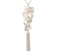 BULINLIN Long Silver Necklaces for Women Long chunky Pendant Necklace Sweater Chain Mothers Day Gifts Boho Costume Jewellery for Women(Light pink)
