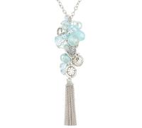 BULINLIN Long Silver Necklaces for Women Long chunky Pendant Necklace Sweater Chain Mothers Day Gifts Boho Costume Jewellery for Women(Light blue)