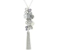 BULINLIN Long Silver Necklaces for Women Long chunky Pendant Necklace Sweater Chain Mothers Day Gifts Boho Costume Jewellery for Women(Grey)