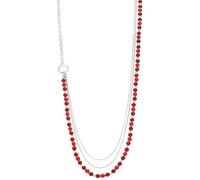 BULINLIN Long Silver Pearl Necklaces for Women Pearl Beaded Layered Chain Long Necklace Elegant Costume Jewellery Gifts for Mum(Red)